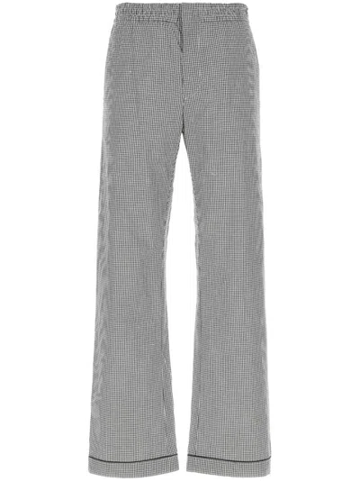 Prada Blackwhite Embroidered Poplin Pant In Grey