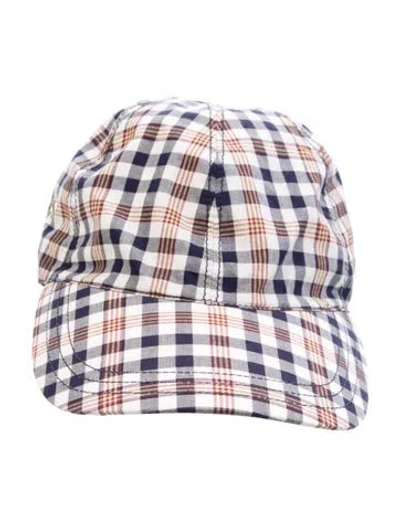 Pre-owned Prada Gingham Patterned Hat In Blue