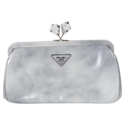 Pre-owned Prada Giorgio Grey Leather 2010 Crystal Kisslock Clutch Bag In Gray