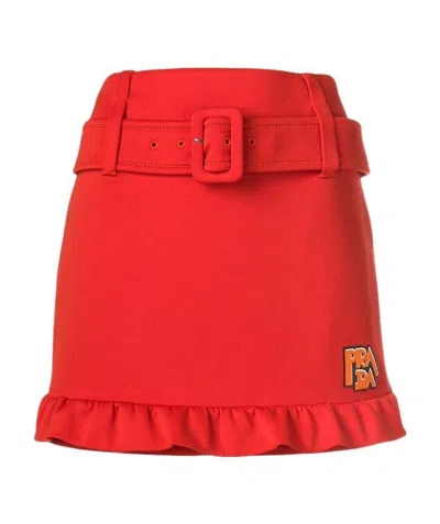 Prada Girdle Skirt In Orange