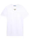 Prada White T-shirt In Jersey With Embroidered Triangle Logo Women In White