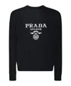 Prada Intarsia-knit Logo Sweatshirt In Black
