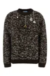 Prada Oversized Wool Sweater Featuring Embellishments In Brown