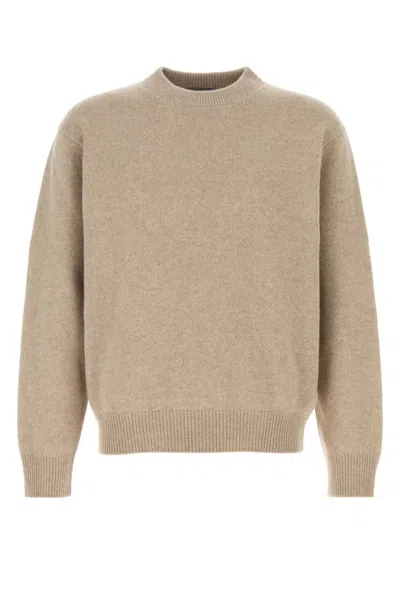 Prada Beige Crew Neck Sweaters In Nude