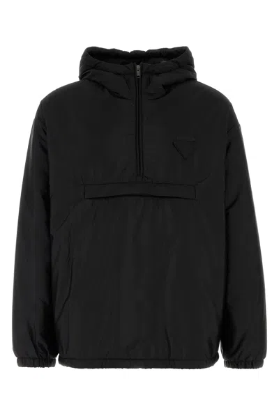 Prada Giubbino Imbottito In Re-nylon Nero Uomo In Black