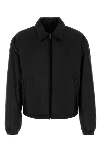 Prada Giubbino Imbottito In Re-nylon Nero Uomo In Black