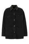 Prada Denim Jacket With Collar Contrast Pockets Sleeves In Black