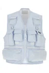 Prada Striped Sleeveless Vest With D-ring Accents