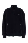 Prada Dark Blue Pile Bomber Jacket In Blue