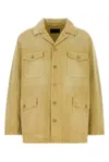 Prada Cotton Jacket Collared Design Four Pockets In Yellow