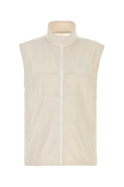 Prada Stretch Nylon Vest High Collar Pockets In Neutral