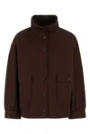 Prada Brown High Neck Jacket In Brown