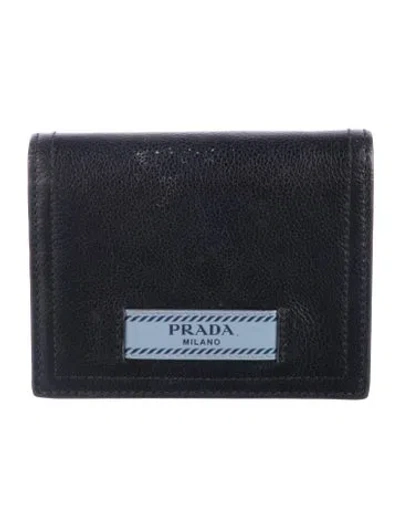Pre-owned Prada Glace Calf Leather Bifold Wallet In Black