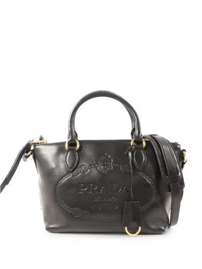 Pre-owned Prada Glace' Calf Tote Bag In Black
