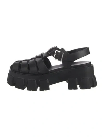 Pre-owned Prada Gladiator Sandals In Black
