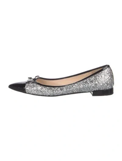 Pre-owned Prada Glitter Colorblock Pattern Ballet Flats