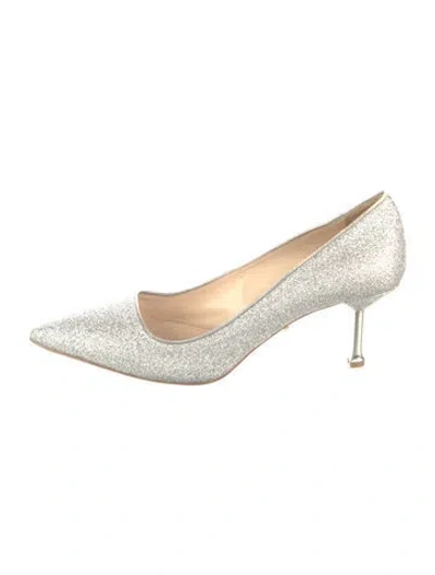 Pre-owned Prada Glitter Glitter Accents Pumps In Silver