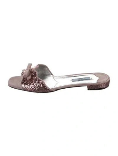 Pre-owned Prada Glitter Mules In Multicolor