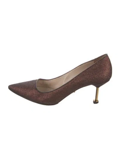 Pre-owned Prada Glitter Pumps In Brown