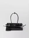 Prada Glossy Leather Cross-body Bag In Black