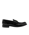 Prada Loafers Brushed Leather Elastic Gusset In Black