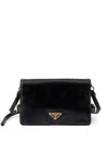 Prada Flap Soft Leather Shoulder Bag In Black