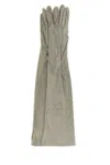 Prada Guanti Lunghi In Pelle Scamosciata Grigio Chiaro Donna