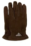 Prada Brown Suede Gloves In Brown
