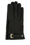 Prada Smooth Finish Leather Gloves In Black