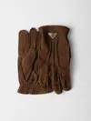 Prada Handschuhe Aus Wildleder In Brown
