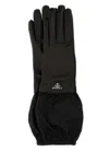 Prada Black Logo Patch Gloves In Nero1
