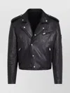 Prada Leather Biker Jacket In Black