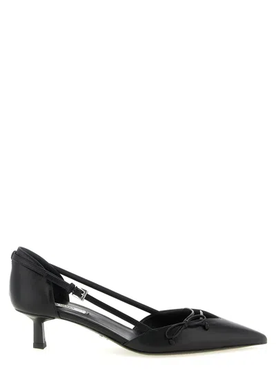 Prada Goatskin Mid Heel Heels In Black