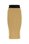 Prada Gold Blend Viscose Stretch Skirt In Brown