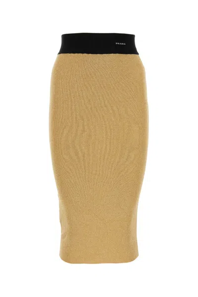 PRADA PRADA GOLD BLEND VISCOSE STRETCH SKIRT