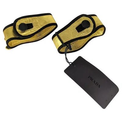 Pre-owned Prada Gold Leather And Suede Cuff Bracelets In Multi