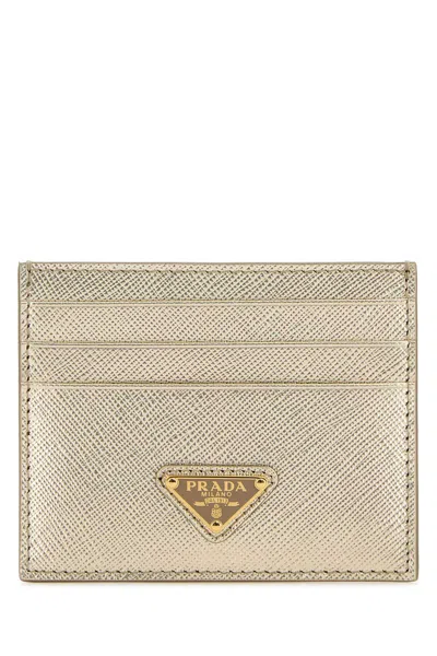 Prada Gold Leather Card Holder