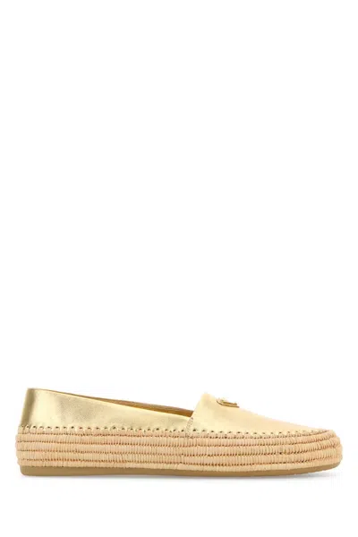 PRADA GOLD LEATHER ESPADRILLES