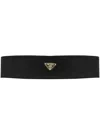 Prada Triangle Logo Nylon Headband In Nero 1
