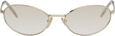 Prada Gold Metal Oval Sunglasses In Gray