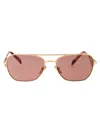 Prada Gold Metal Sunglasses In Pink