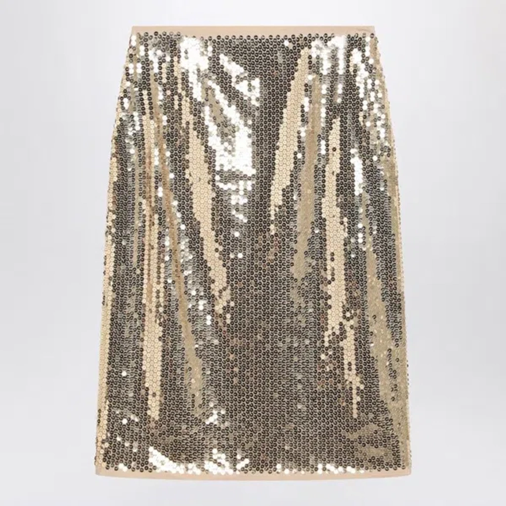 スカート PRADA GOLD MIDI SKIRT WITH SEQUINS Prada Gold midi skirt with sequins | TheDoubleF