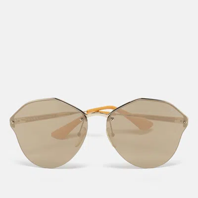 Pre-owned Prada Gold Mirrored Spr64t Geometric Sunglasses