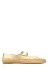 Prada Gold Raffia And Leather Espadrilles In Silver