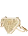 Prada Gold Satin & Patent Leather Crystal Embellished Mini Triangular Pouch (authentic Pre-loved)