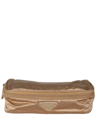 Prada Gold Satin Logo Cosmetic Pouch Case (authentic Pre-loved)