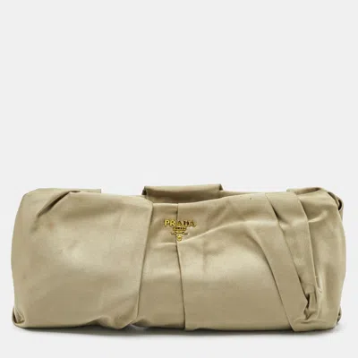 Pre-owned Prada Gold Satin Raso Gathered Clutch
