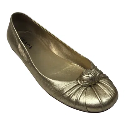 Pre-owned Prada Gold Soft Leather Ballet Flat - 38 In Brown