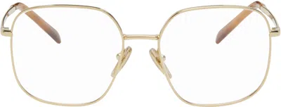 Prada Gold Square Metal Glasses In 5ak1o1