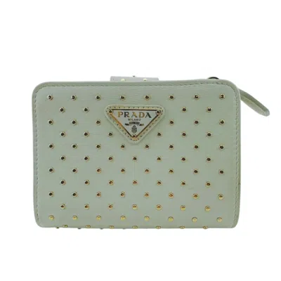 Pre-owned Prada Gold White Leather Wallet (bi-fold) () In Gold, White